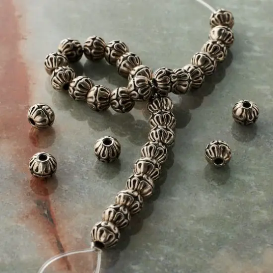 Silver Rococo Metal Round Beads, 6mm by Bead Landing&trade; {3}