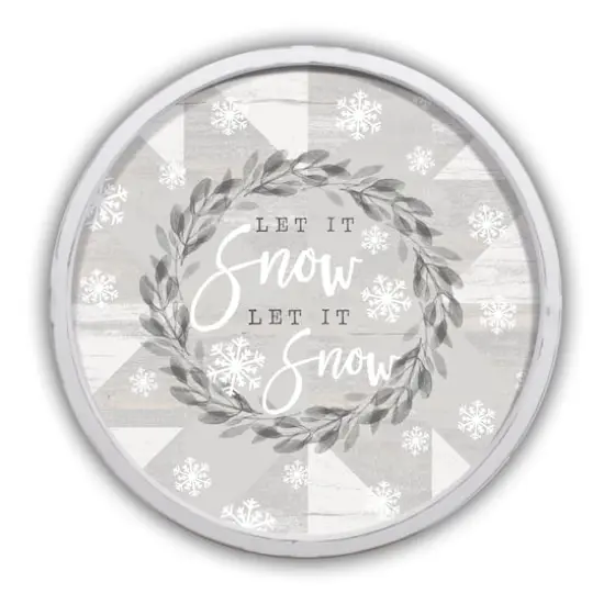 Let it Snow Let it Snow Round White Framed Print Wall Art {1}