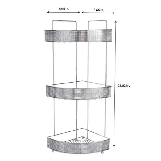 Bath Bliss Pave Diamond Design 3-Tier Corner Bath Shelf {5}
