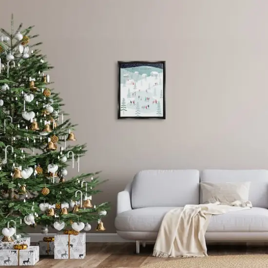 Stupell Industries Merry Christmas Winter Ice Skating Framed Floater Canvas Wall Art Black {3}