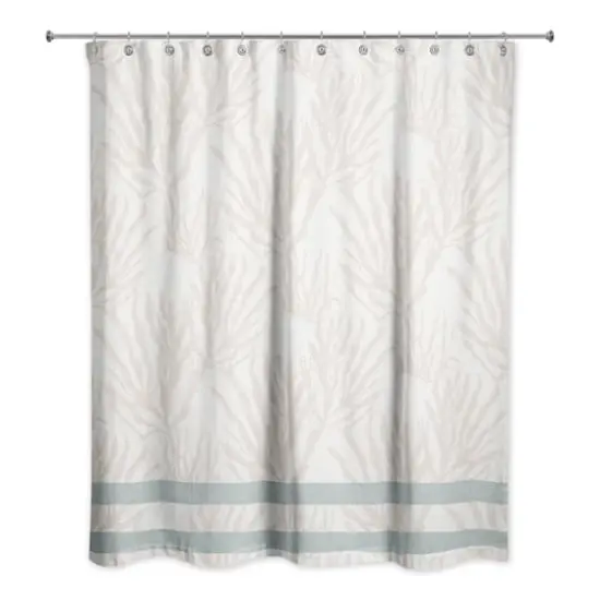 Coral & Stripe Shower Curtain Blush/Blue/White {3}