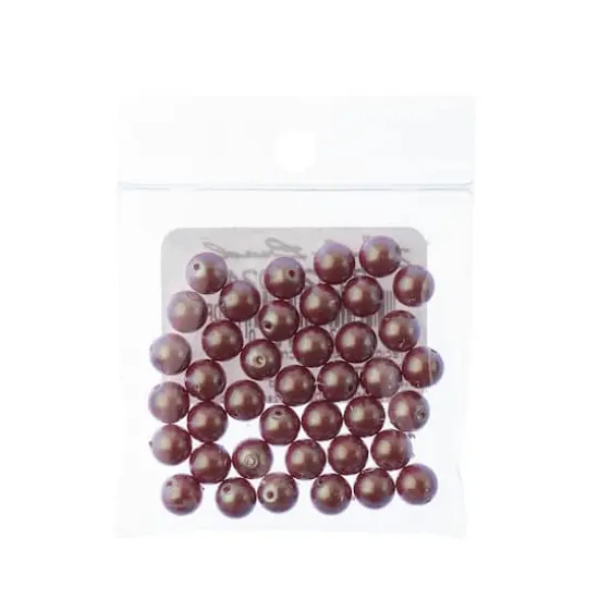 Preciosa Maxima 6mm Pearlescent Glass Nacre Pearls, 40ct.Red {3}
