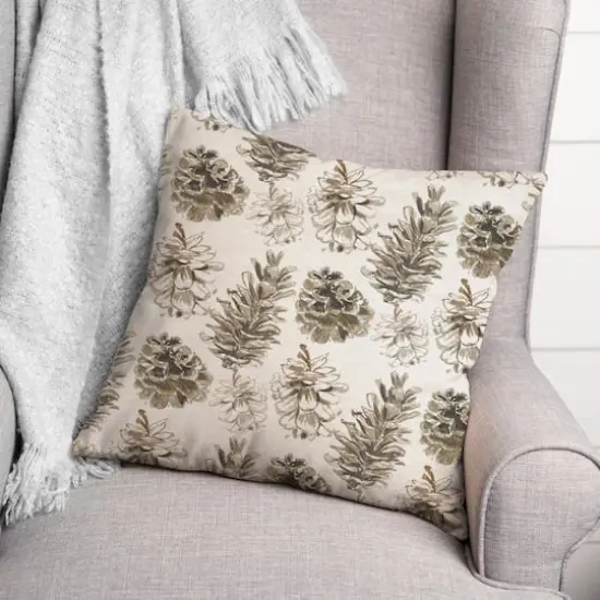 Pinecones on White Square Throw Pillow {4}