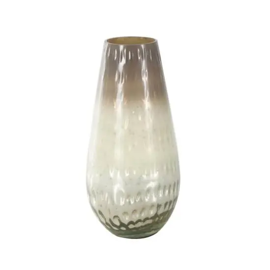 12.25" Brown Glass Ombre Vase with Spotted Concaved Details & Speckled Accents {7}