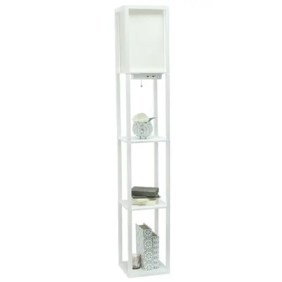 Simple Designs Floor Lamp with 2 USB Charging Ports/1 Outlet White {7}