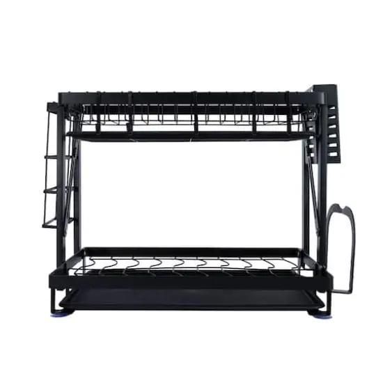 Household Essentials 12" Black Metal 2-Tier Countertop Caddy with Cutouts {5}