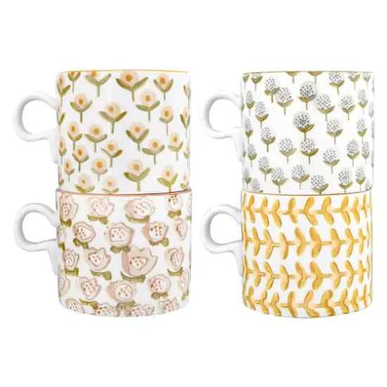 Hello Honey&reg; 12oz. Floral Stoneware Mug Set, 4ct. {3}