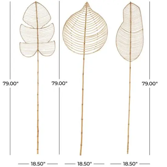 79" Brown Rattan Leaf Handmade Palm Leaf {7}