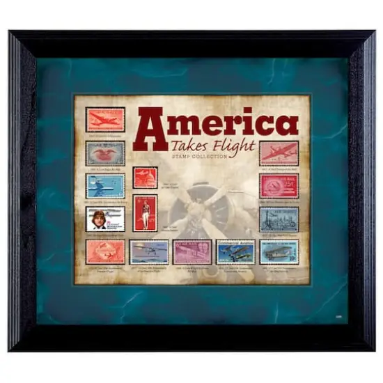 America Takes Flight Stamp Collection in Wall Frame {1}