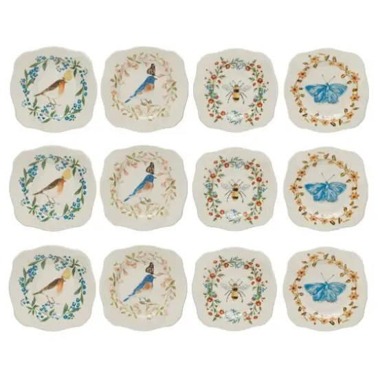 Hello Honey&reg; Painted Fauna & Scalloped Edge Stoneware Plate Set {1}