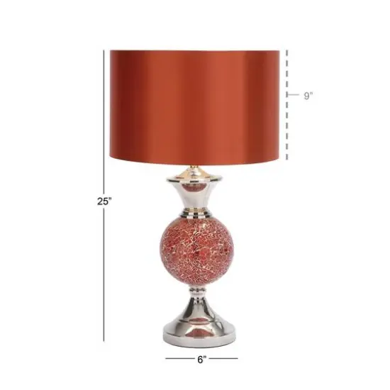 Set of 2 Red Glass Glam Table Lamp, 25" {8}