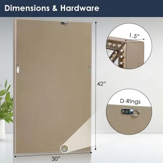 Silver Champagne Beaded Frame Accent Beveled Wall Mirror - 30" x 42" {7}