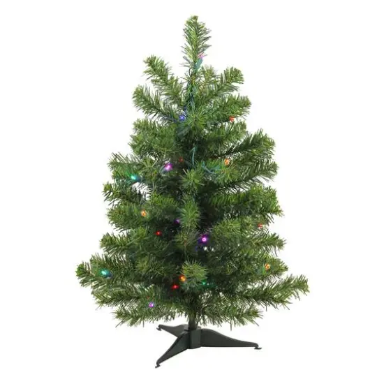 24" Pre-Lit Canadian Pine Artificial Christmas Tree, Multicolor Lights {4}