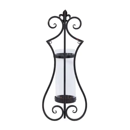 Black Iron Traditional Candle Wall Sconce, 25" x 10" x 6" {6}