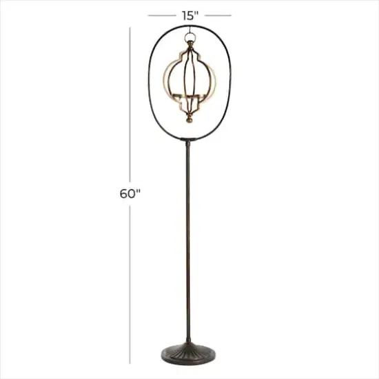 Black Metal Eclectic Candle Holder Lantern, 60" x 15" x 12" {5}