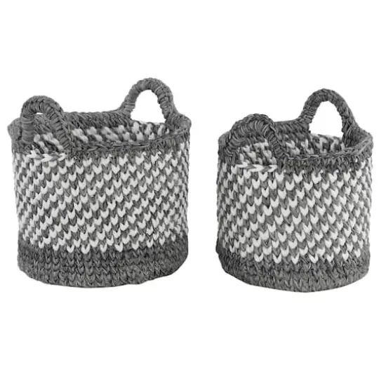 Gray Polyester Eclectic Storage Basket Set {1}