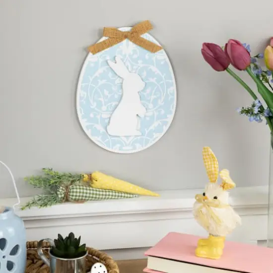 9.5" Easter Egg Bunny Wall D&eacute;cor with Burlap Bow {3}