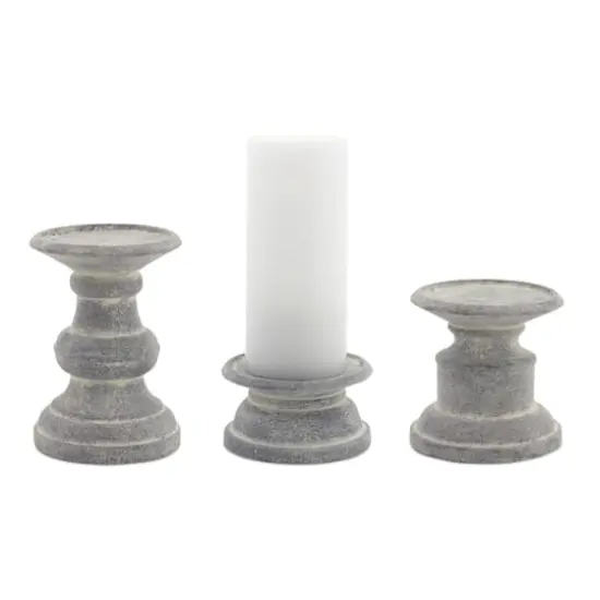 Gray Terra Cotta Candle Holder Set, 3.5", 6.25" & 8.5" {1}