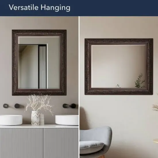 Head West&reg; 34.5" Ornate Bronze Rectangular Framed Beveled Wall Mirror {6}