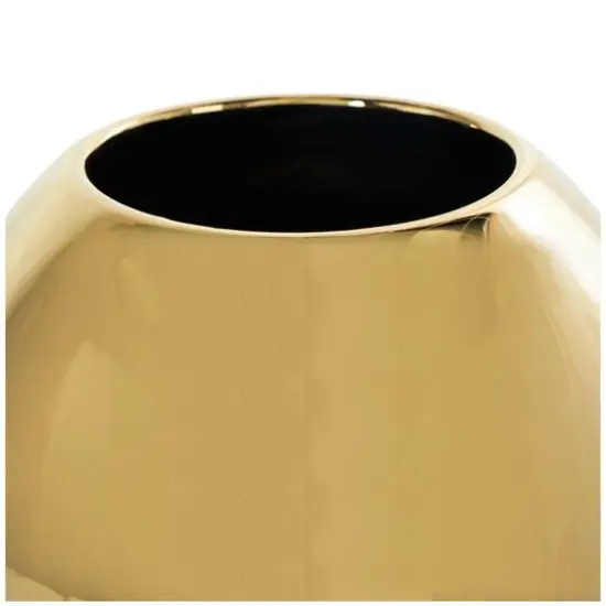 CosmoLiving by Cosmopolitan 13" Black Ceramic Vase with Abstract Gold Melting Drips {6}