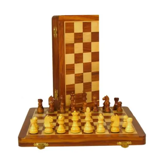 14" Sheesham & Maple Folding Chess Set {1}