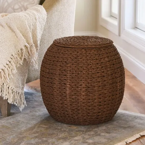 Household Essentials 19" Woven Storage End Table Brown {3}