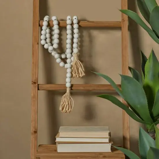 White Wood Bohemian Bead Garland 80" x 1" x 1" {7}
