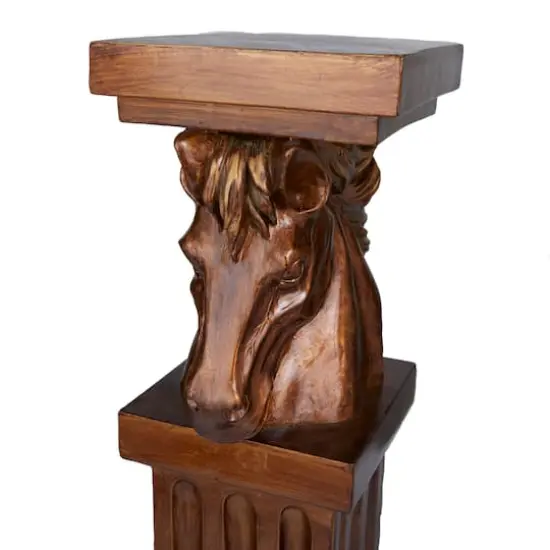 Brown Polystone Traditional Pedestal Table, 25" x 8" x 9" {5}