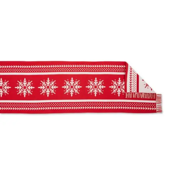 DII&reg; 72" Nordic Snowflake Stripe Jacquard Table Runner {3}