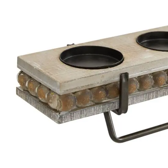 24" Brown Wood Natural Candlestick Holder {10}