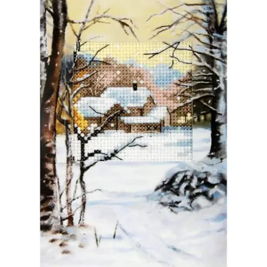 Orchidea Winter Landscape Greeting Card Complete Cross Stitch Kit {1}