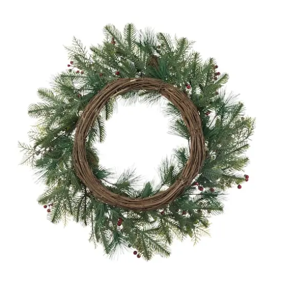 Glitzhome&reg; 24" Christmas Pinecone, Leaf & Berry Wreath {8}