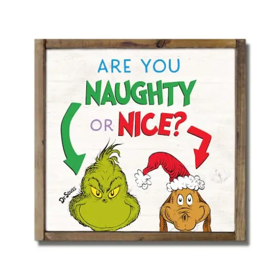 13.5" The Grinch Naughty or Nice Framed Wood Plaque {1}