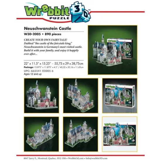 Wrebbit 3D Puzzle&trade; Neuschwanstein Castle 890 Piece Puzzle {10}