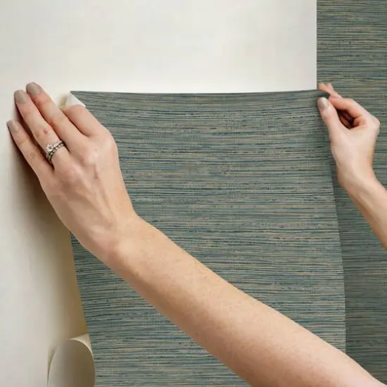 RoomMates Dimensional Grasscloth Peel & Stick Wallpaper Teal {9}