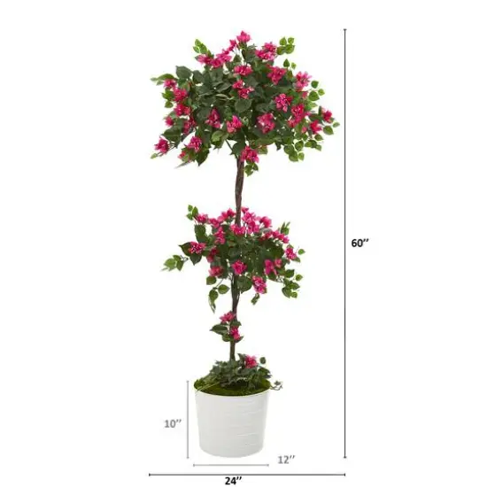 5ft. Bougainvillea Topiary Tree in White Tin Planter {3}