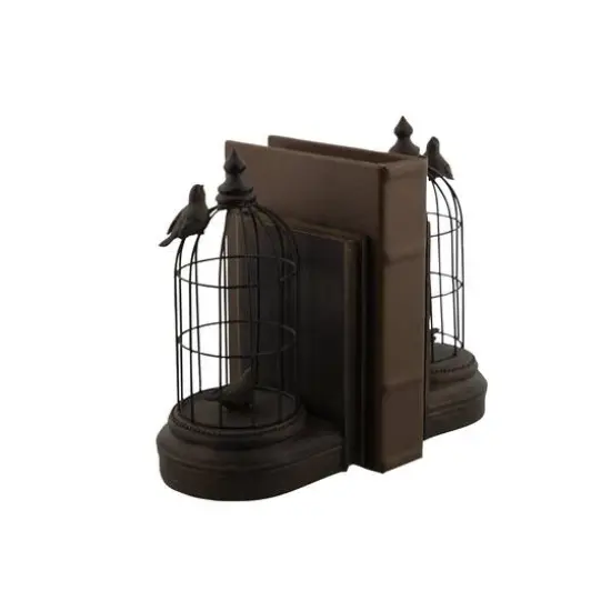 Black Metal Farmhouse Birdcage Bookends Set {7}
