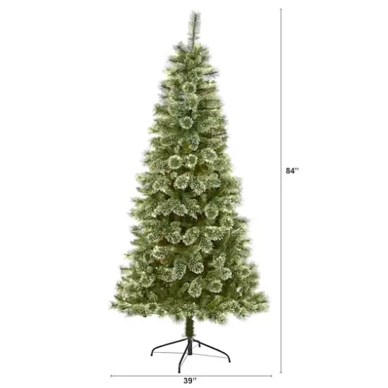 7ft. Unlit Wisconsin Slim Snow Tip Pine Artificial Christmas Tree {3}