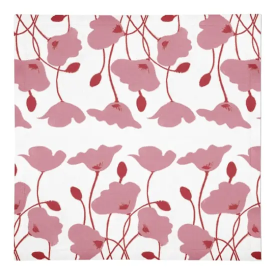 Pink Retro Florals 10" x 10" Cotton Twill Napkin {1}