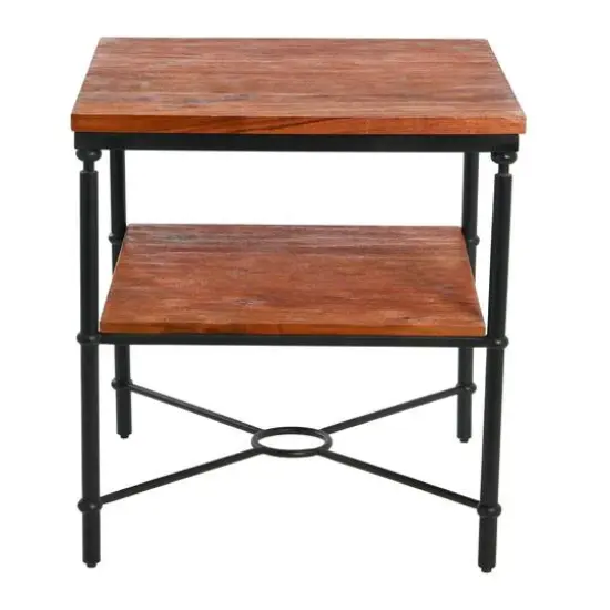 Hello Honey® 24" Saratoga Rustic Wood & Metal End Table Warm Walnut {4}