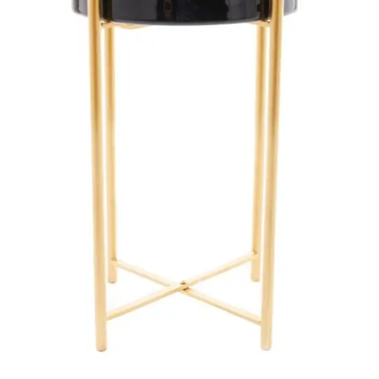 CosmoLiving by Cosmopolitan Set of 2 Black Iron Contemporary Planter, 24" x 10" x 10" {7}