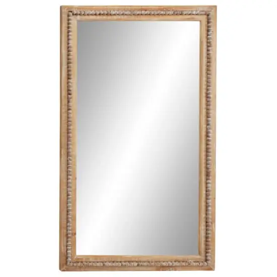 48" Light Brown Boho Style Wood Wall Mirror {1}