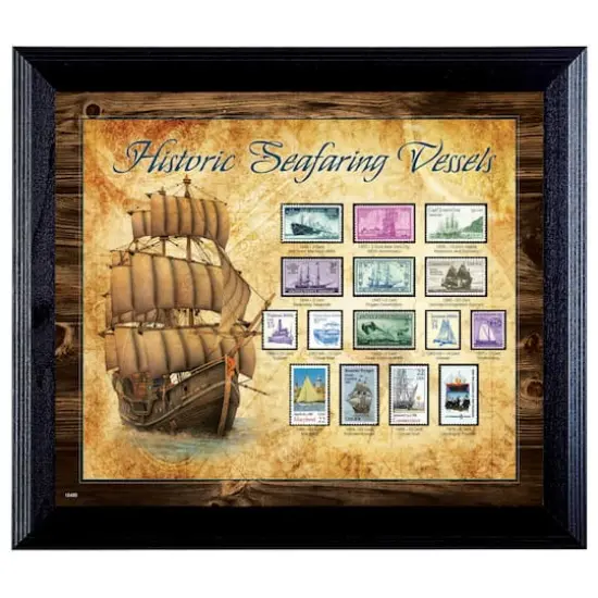 Ships on Stamps in Wall Frame {1}