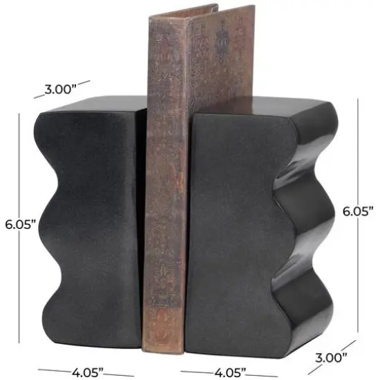 6" Wave Aluminum Bookends Set Dark Gray {7}