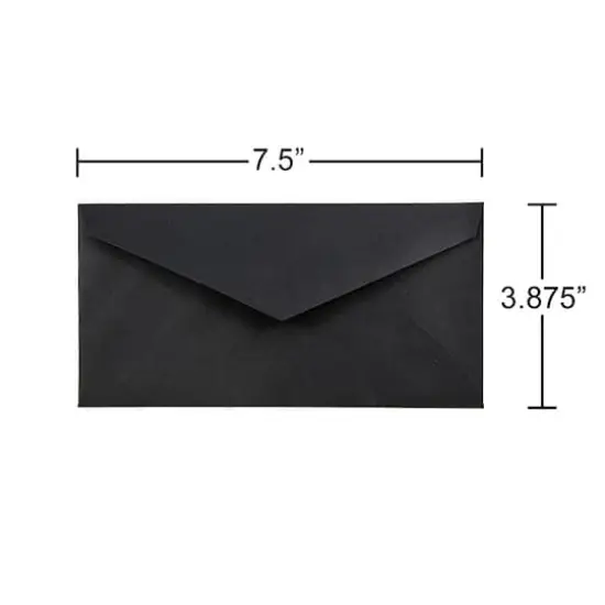 JAM Paper 3.875" x 7.5" Monarch Premium Envelopes, 50ct. Black Linen {6}