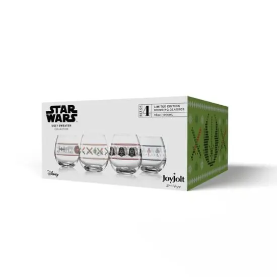JoyJolt® Star Wars™ 15oz. Ugly Sweater Collection Stemless Drinking Glass, 4ct. {8}