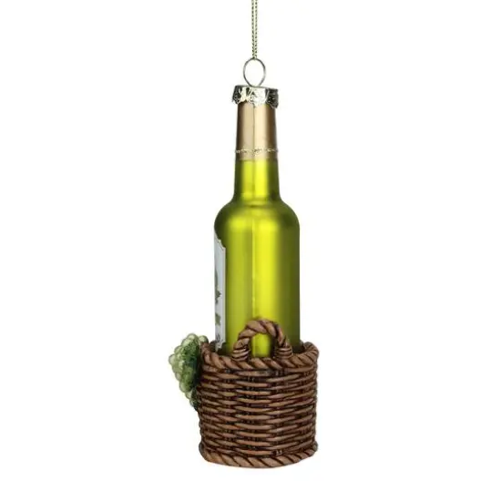 6.25" Green & Brown Glass Wine Bottle Ornament {4}