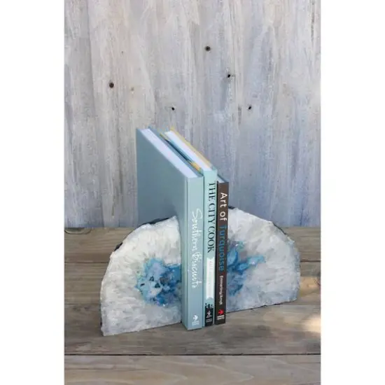 Blue Agate Bookends Set of 2 {4}