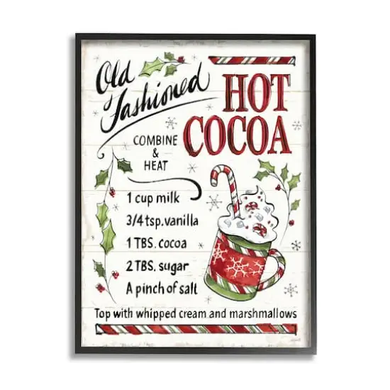 Stupell Industries Old Fashioned Hot Cocoa Recipe with Black Frame Wall Art {1}