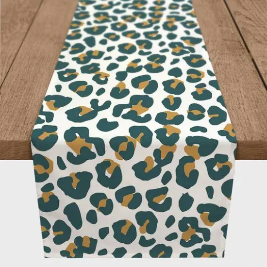 72" Leopard Cotton Twill Runner White {1}